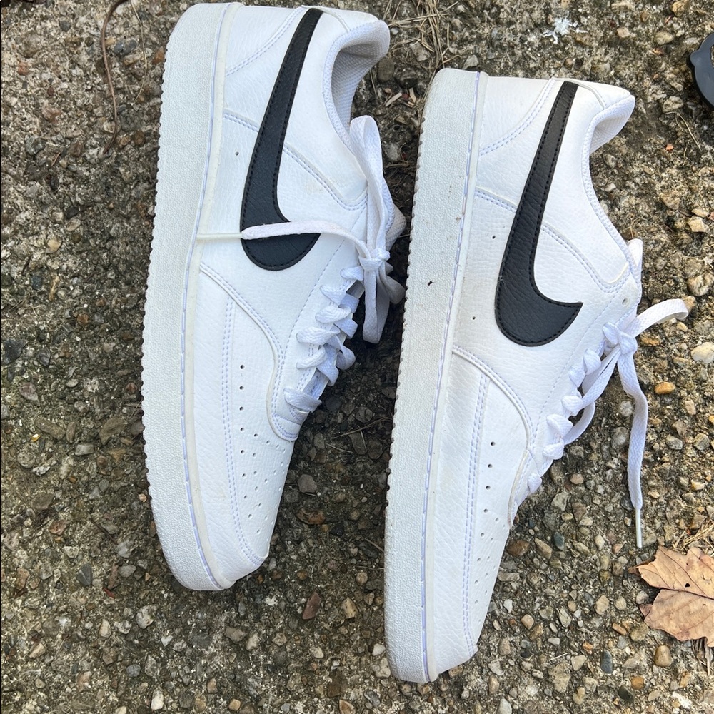 Nike Men's White and Black Court Sneakers - Picture 3 of 5